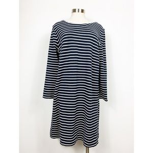 J. Crew Factory Navy & White Striped Dress Large